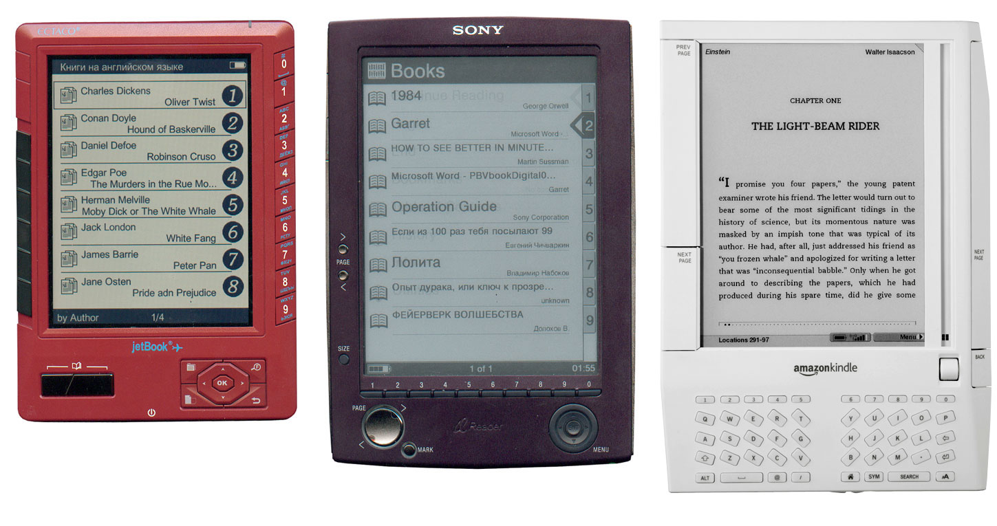 The Ectaco Jetbook along with the Kindle and Sony e-reader
