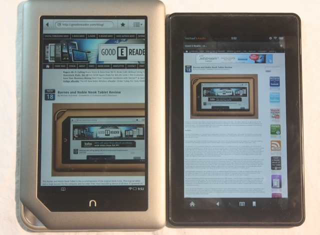 Nook Tablet Vs Kindle Fire Comparison Good E Reader
