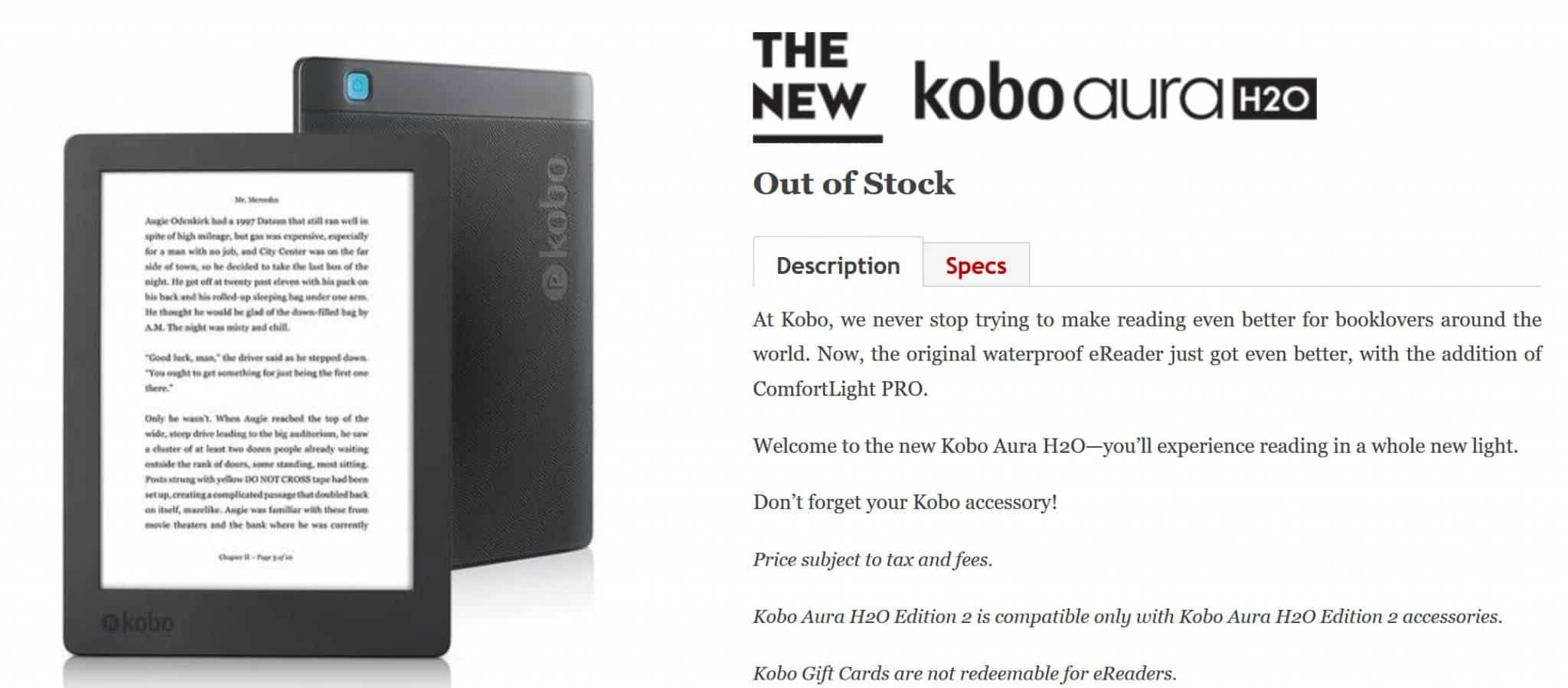lelijk Asser Microcomputer Did Kobo Discontinue the Aura H2O Edition 2? - Good e-Reader