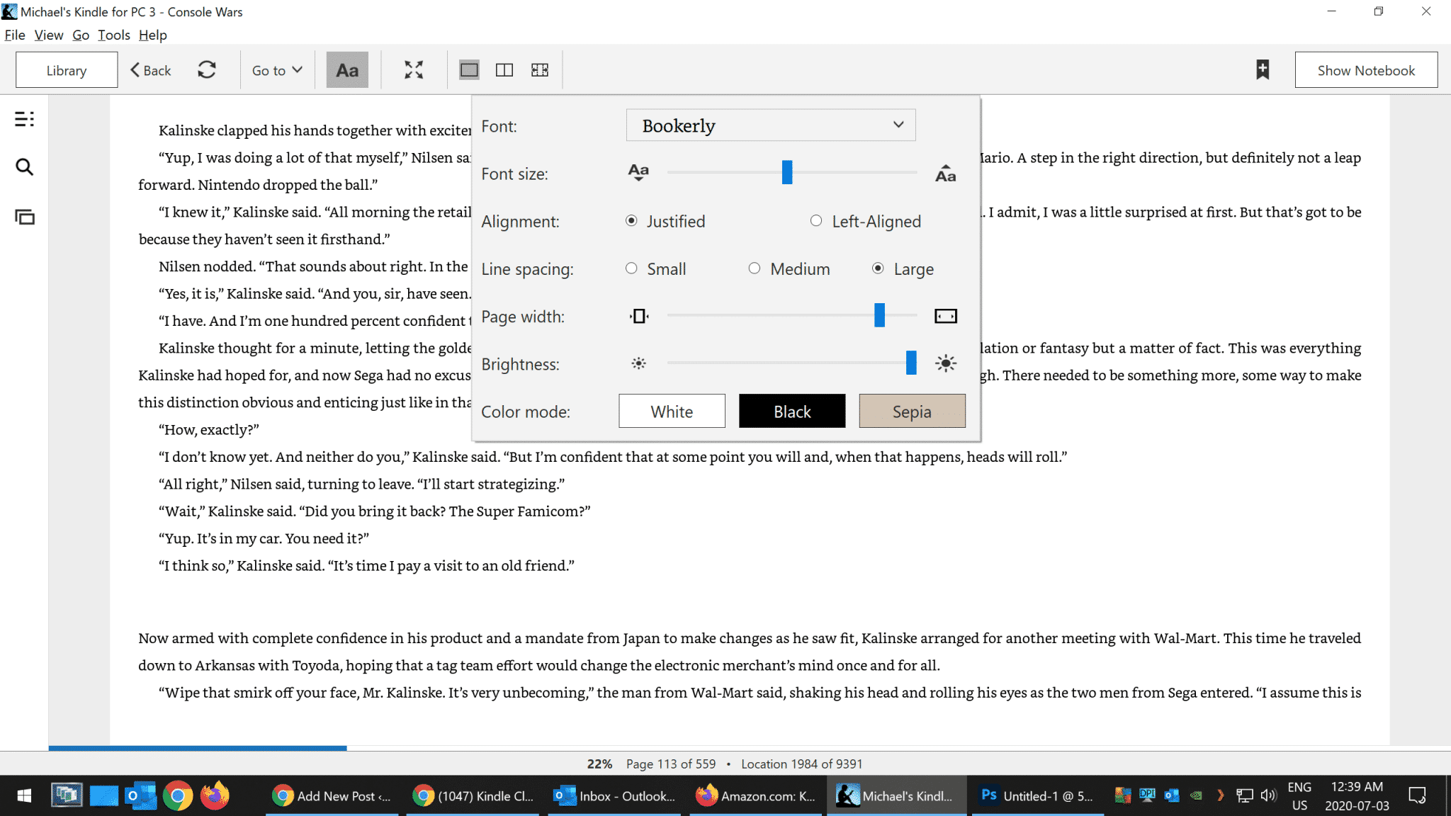 cant see view options on kindle reader for pc windows 10