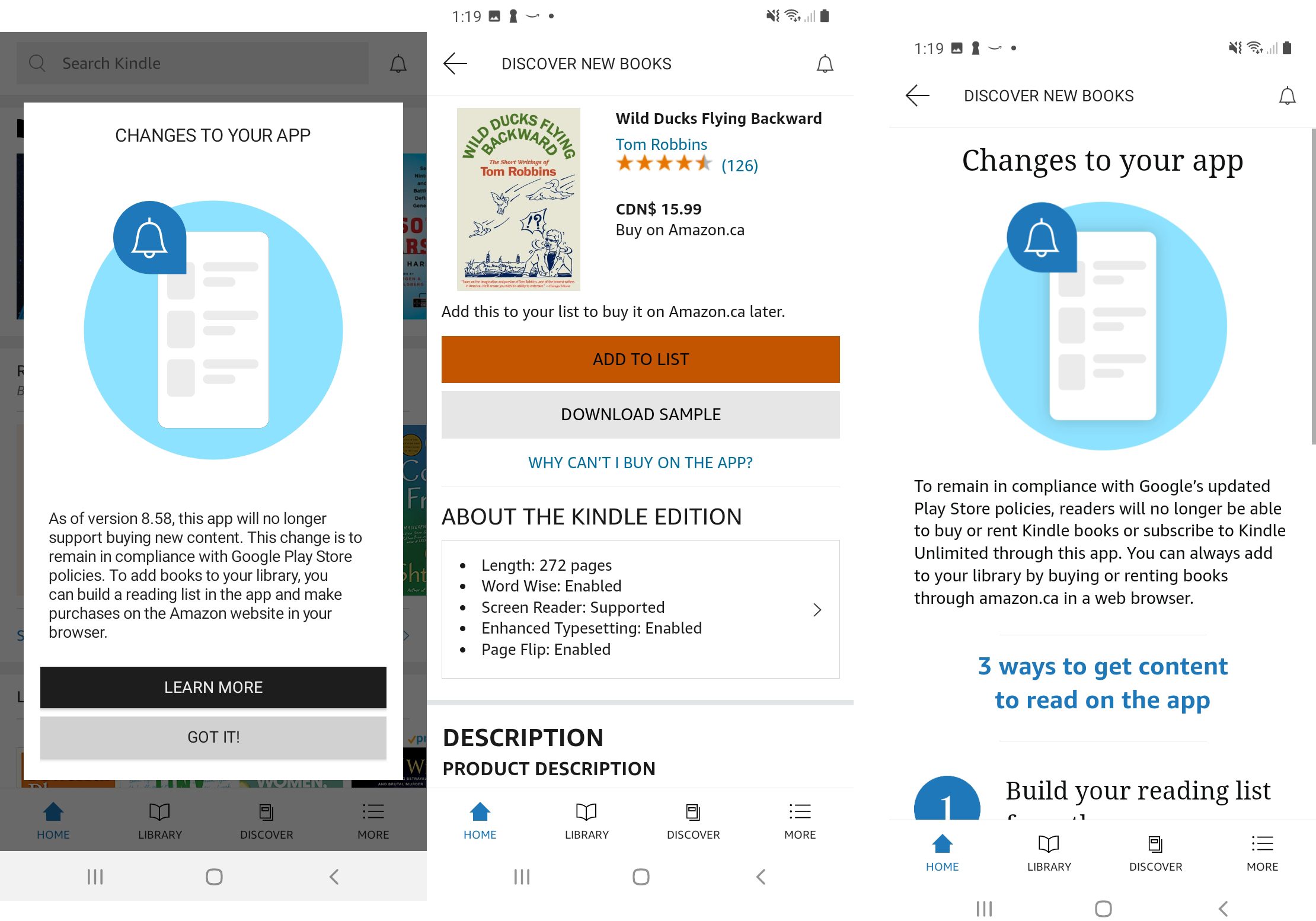Kindle for Android Version 8.58 Disables the Store - Good e-Reader