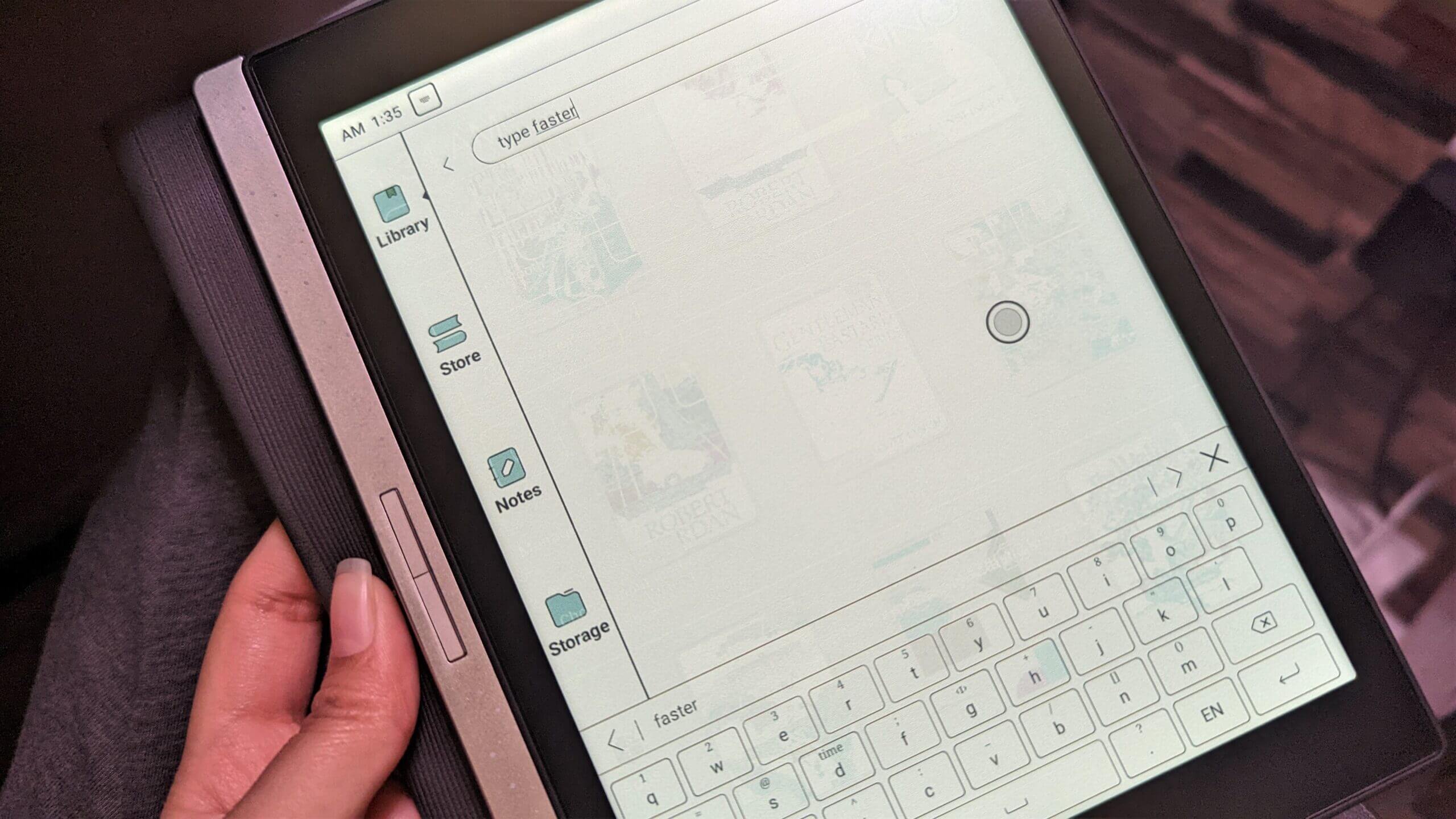 Onyx Boox Nova Air C held in one hand