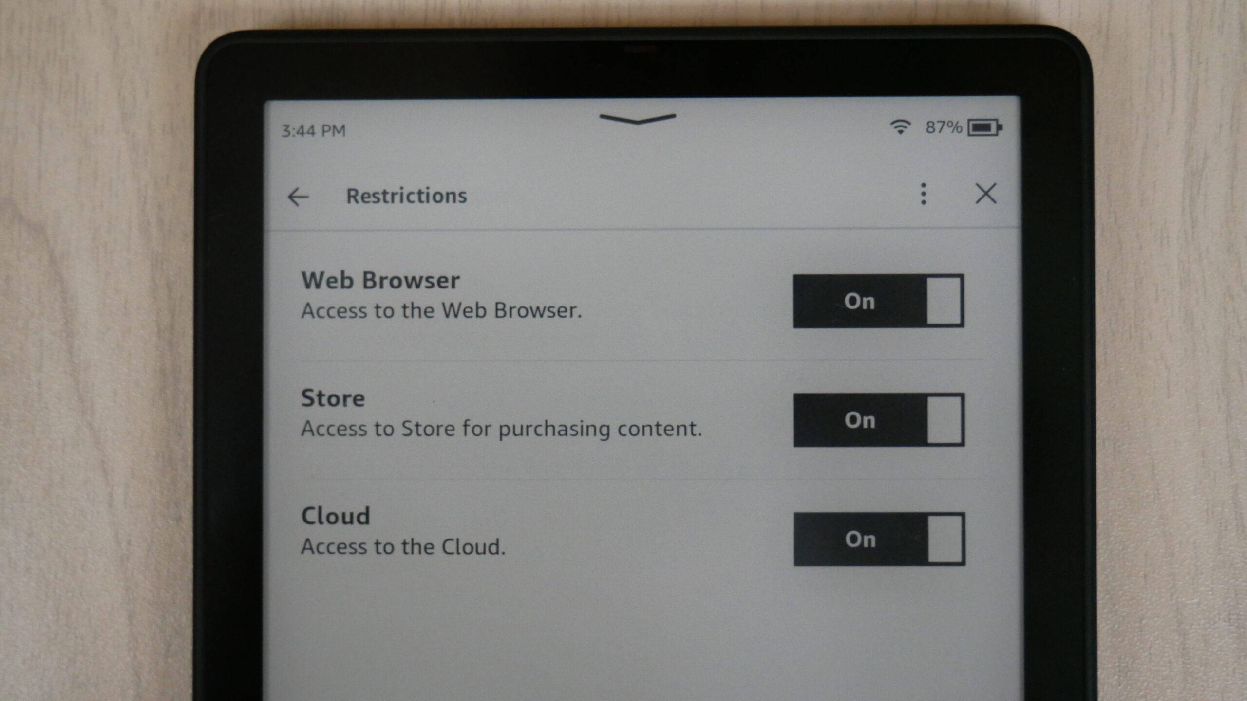 How to disable the Store and Web Browser on the Amazon Kindle