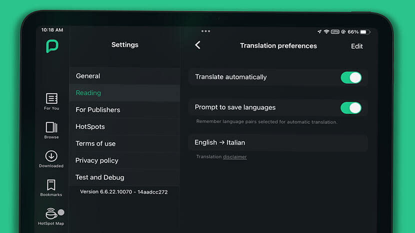 pressreader auto translate
