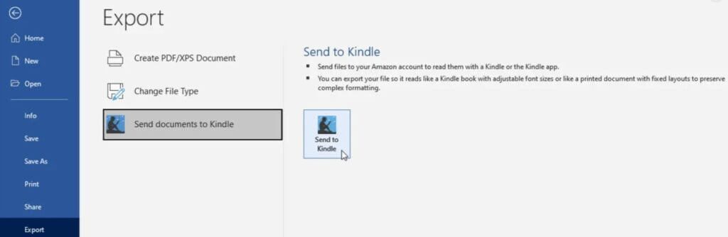 Word export-to-Kindle feature