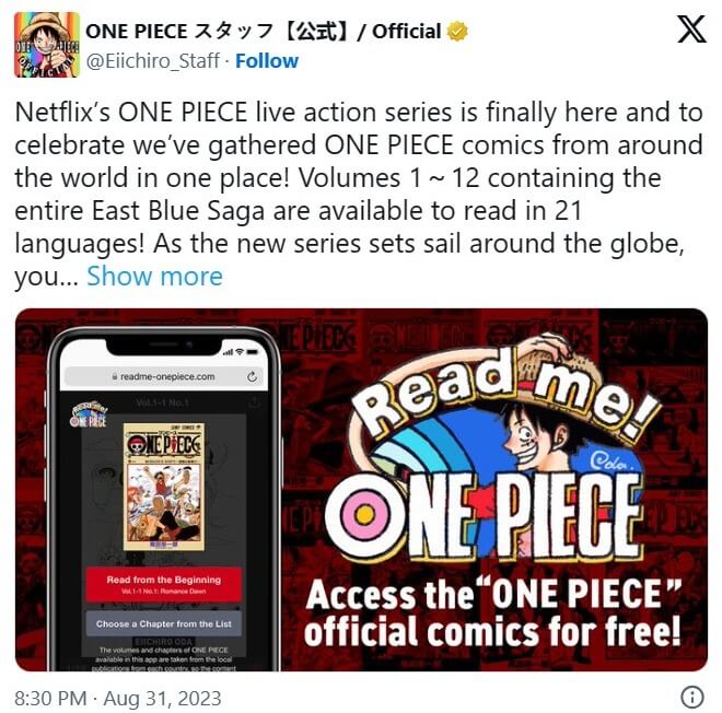 One Piece Manga: Over 100 Chapters Now Available for Free