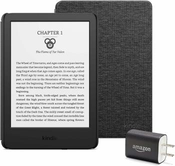 Official: Kindle Scribe Essentials Bundle including Kindle Scribe  (64 GB), Premium Pen, Fabric Cover - Rose, and Power Adapter